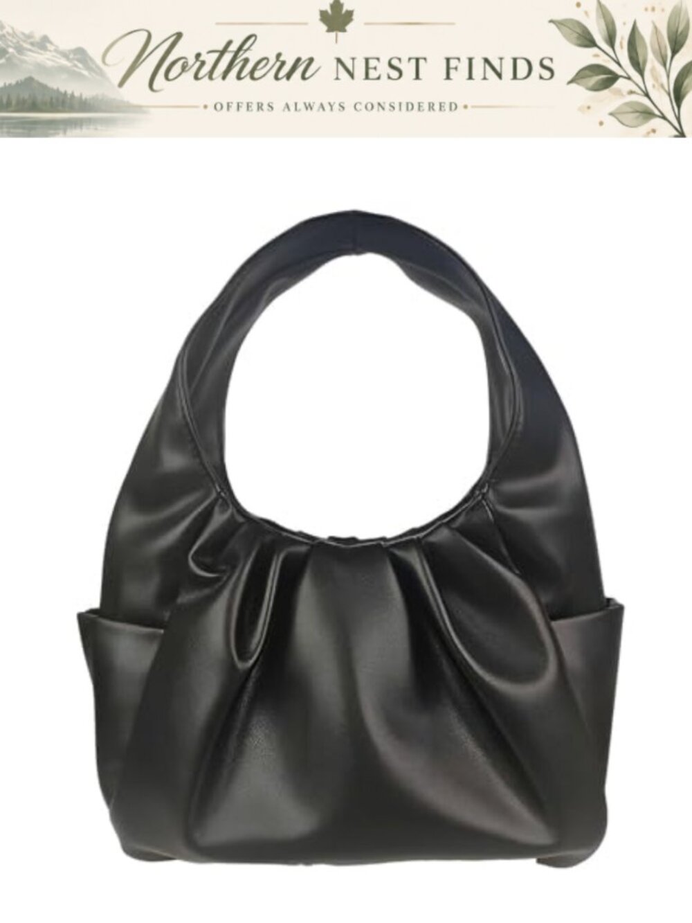 Cloud Mini Hobo Shoulder Bag Faux Leather Magnetic Closure